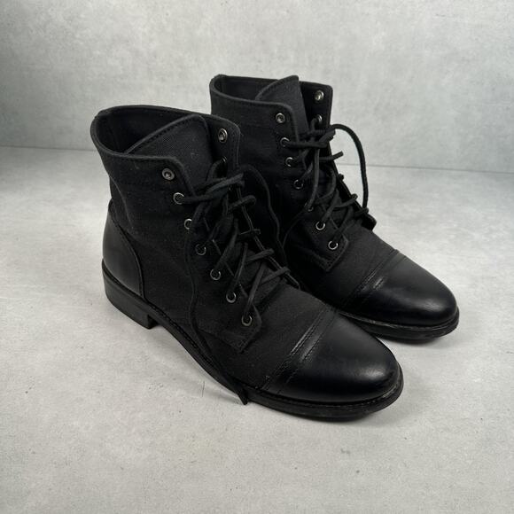 Thursday Boot Co Boots Mens Size 9 Black Cap Toe Lace Up Combat Canvas Leather - Picture 1 of 13